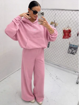 Szerokie spodnie dresowe z bawełny MILANO - pudrowy róż  magmac 