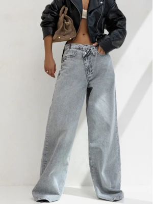 Szerokie spodnie jeans z przetarciami ASHER - szare  magmac 