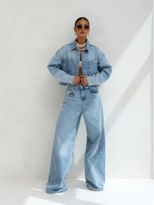 Szerokie spodnie jeans z przetarciami MAKIS - niebieskie  magmac 