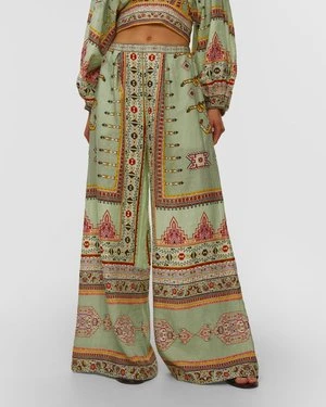 Szerokie Spodnie Lniane Damskie Camilla