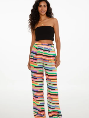 Szerokie spodnie lniane Tropical Trance XS/S