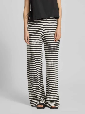 Szerokie spodnie materiałowe w dzianinowym wyglądzie model 'Lorianna' Ichi