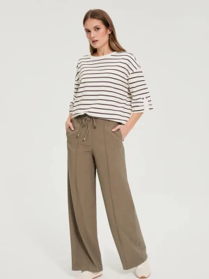 Szerokie spodnie oliwkowe Moodo