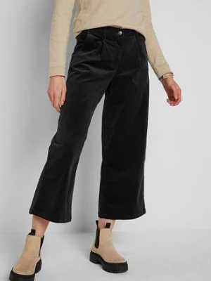 Szerokie spodnie sztruksowe culotte high-waist z wygodnym paskiem, dł. 7/8 bonprix