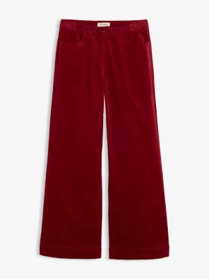 Szerokie spodnie sztruksowe, high waist, z mieszanki bawełny BonPrix czerwony