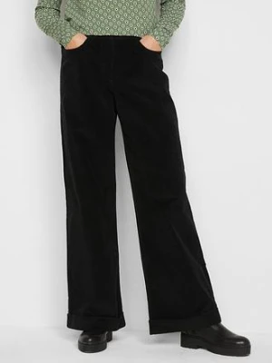 Szerokie spodnie sztruksowe ze stretchem, high waist bonprix