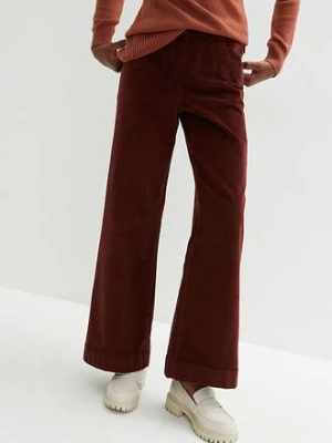 Szerokie spodnie sztruksowe ze stretchem, high waist bonprix
