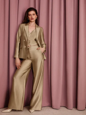 Szerokie spodnie w złotym odcieniu TARANKO