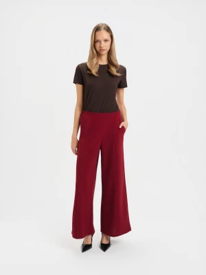 Szerokie spodnie z kantem burgund Top Secret