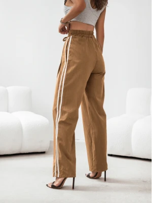 Szerokie spodnie z lampasami IMURI - ciemny beż  magmac 