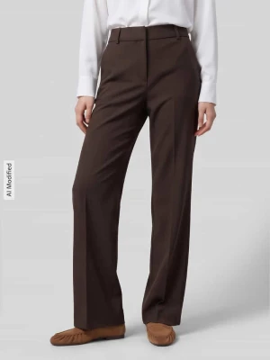 Szerokie spodnie z mieszanka wiskozy model 'RITA' Selected Ciemnobrązowy