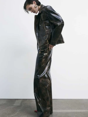 Szerokie spodnie z powlekanego materiału PATRIZIA PEPE