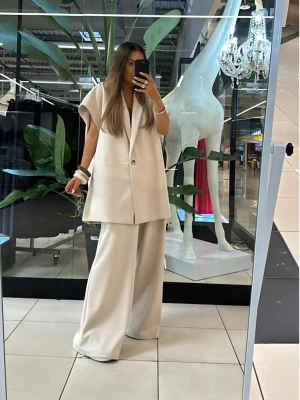 Szerokie spodnie z wiskozy AMARISSE - beżowe  magmac 