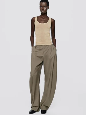 Szerokie Spodnie Ze Szwem Bocznym – Limited Edition - Szarobrązowy - Massimo Dutti - Female