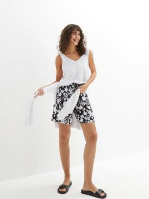 Szerokie szorty z wiskozy, high waist, z elastyczną gumką w talii bonprix