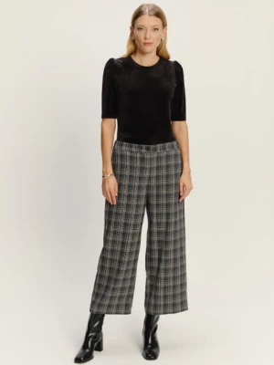 Szerokie wiskozowe spodnie w kratę Greenpoint