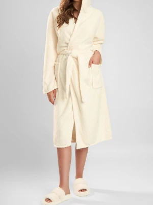 Szlafrok damski z kapturem z miękkiej dzianiny - Comfort POUPEE