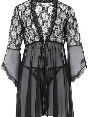 Szlafrok kimono + stringi (kompl. 2-częściowy) bonprix