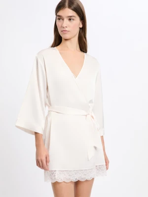 Szlafrok satynowy z detalami koronkowymi Etam