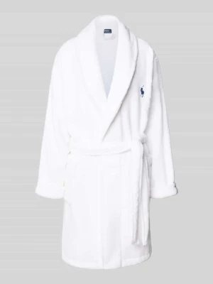 Szlafrok w kroju comfort fit z czystej bawełny model 'ICONIC BEAR' Polo Ralph Lauren Biały