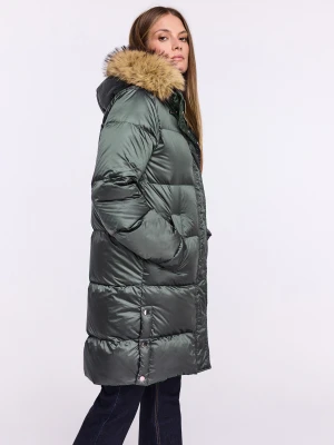 Szmaragdowa długa kurtka z kaczym puchem TARANKO
