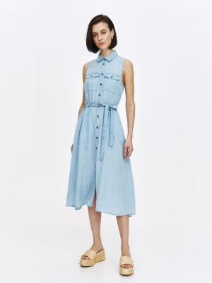 Szmizjerka midi z imitacji denimu TOP SECRET Niebieski