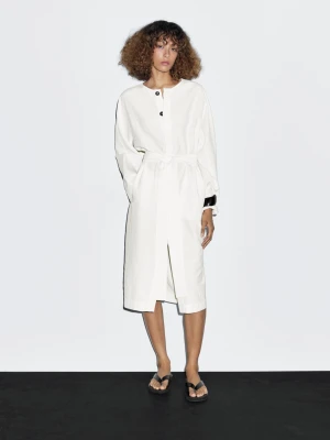 Szmizjerka Z Kontrastowymi Guzikami - Surowy - - Massimo Dutti - Kobieta