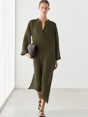 Szmizjerka Z Mieszanki Lnu O Splocie Waflowym - Zielony - - Massimo Dutti - Kobieta
