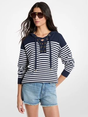 Sznurowana bluza z kapturem w paski z wełny MICHAEL Michael Kors