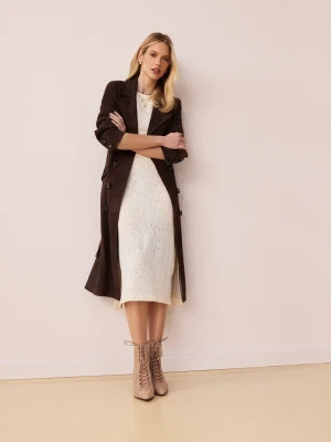 Sznurowane botki z beżowej skóry zamszowej TARANKO