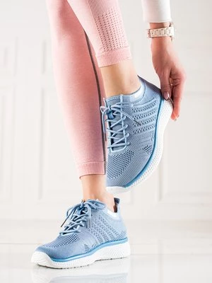 Sznurowane buty sportowe damskie niebieskie Shelvt