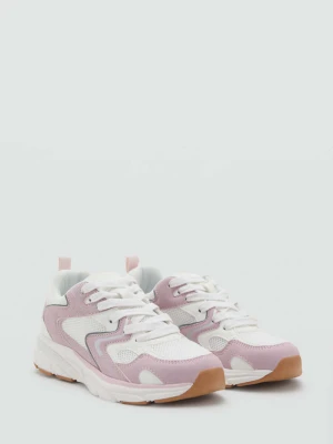 Sznurowane buty sportowe z łączonych materiałów pastelowy róż - Dzieci - - MANGO KIDS