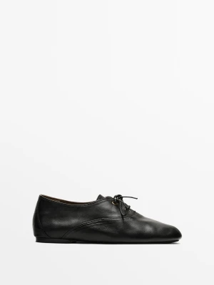 Sznurowane Półbuty Z Miękkiej Skóry - Czarny - Massimo Dutti - Female