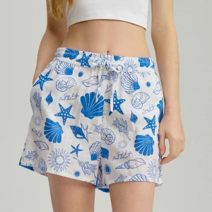 Szorty bawełniane na gumce w morski wzór House