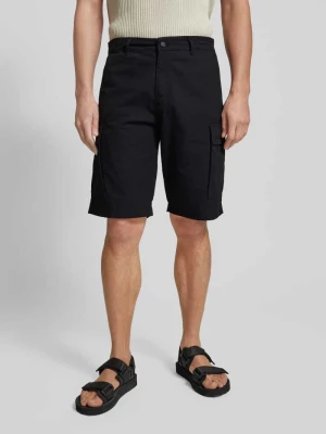 Szorty cargo o kroju regular fit z wyhaftowanym logo model ‘Melfort’ Mazine Czarny