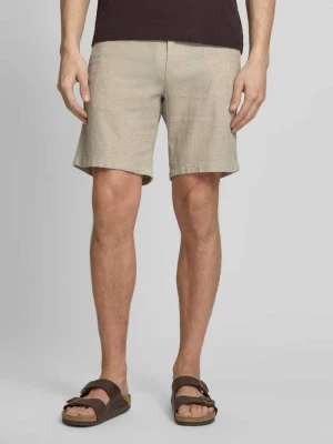Szorty chino o kroju regular fit z mieszanki bawełny i lnu model 'BRODY' Selected Homme