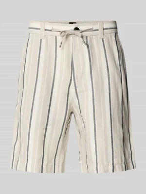 Szorty chinosy z prostymi nogawkami mieszanka lnu i bawełny model 'CHINO_ST_SHORTS_2' Boss Orange