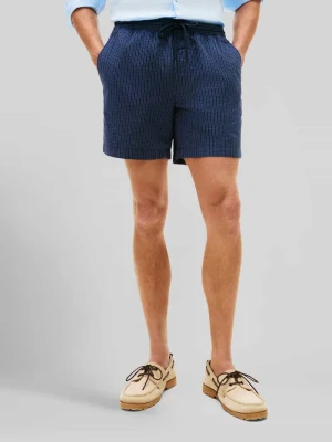 Szorty chinosy z seersucker model 'DOVER' Tommy Hilfiger Granatowy