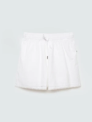 Szorty damskie bawełniane haftowane białe Balbine 100 BIG STAR