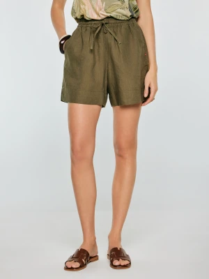 Szorty damskie lniane khaki Linami 303 BIG STAR