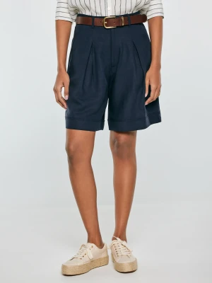 Szorty damskie z domieszką lnu granatowe Maryliana 403 BIG STAR