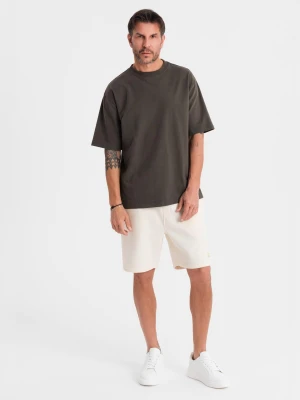 Szorty dresowe unisex ze ściągaczem w pasie – kremowe V2 OU-SRBC-0101
 -                                    M/L Ombre