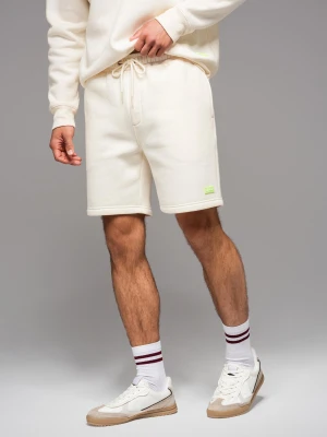 Szorty dresowe unisex ze ściągaczem w pasie – kremowe V2 - Rozmiar: M / L Ombre Clothing kremowy
