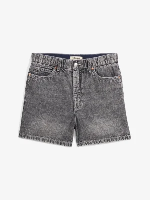 Szorty dżinsowe high waist, low stretch BonPrix czarny