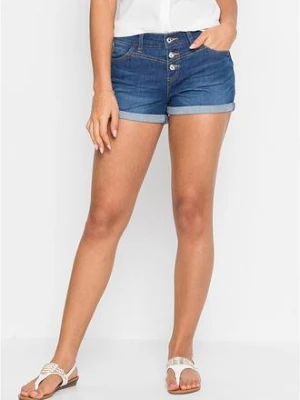 Szorty dżinsowe mid waist BonPrix niebieski