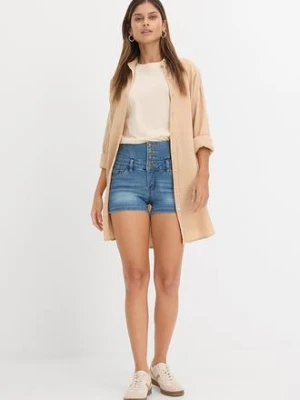 Szorty dżinsowe z wysoką talią bonprix