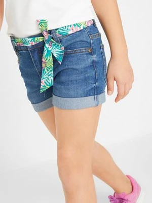Szorty jeansowe ze stretchem i z paskiem bonprix