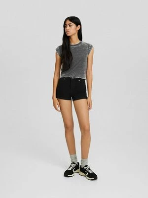 Szorty jeansowe Bershka czarny