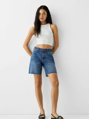 Szorty jeansowe Bershka granatowy