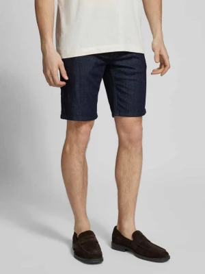 Szorty jeansowe męskie JOOP! Collection;Mieszanka bawełny i elastanu;Krój modern fit;Model ‘Fortress’;Szlufki;5 kieszeni;Szerokość w pasie w rozmiarze 32: 44 cm